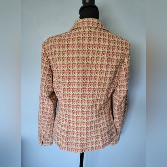 Talbots Wool Blend Tweed Blazer Italian Fabric Size 8 Pink - Picture 3 of 13